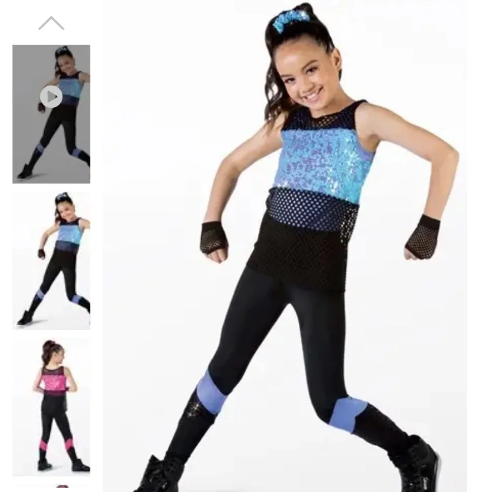 Weissman Black and Blue Sequin Dance Outfit for Kids